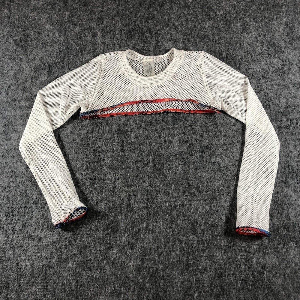 Matte Collection Mesh‎ Swim Shirt Women's Medium White Sheer Long Sleeve Crop